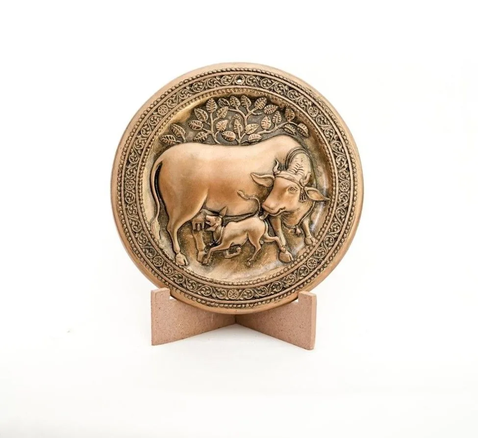 Kamadhenu — The Divine Cow of Abundance Gaumaya Art Plaque