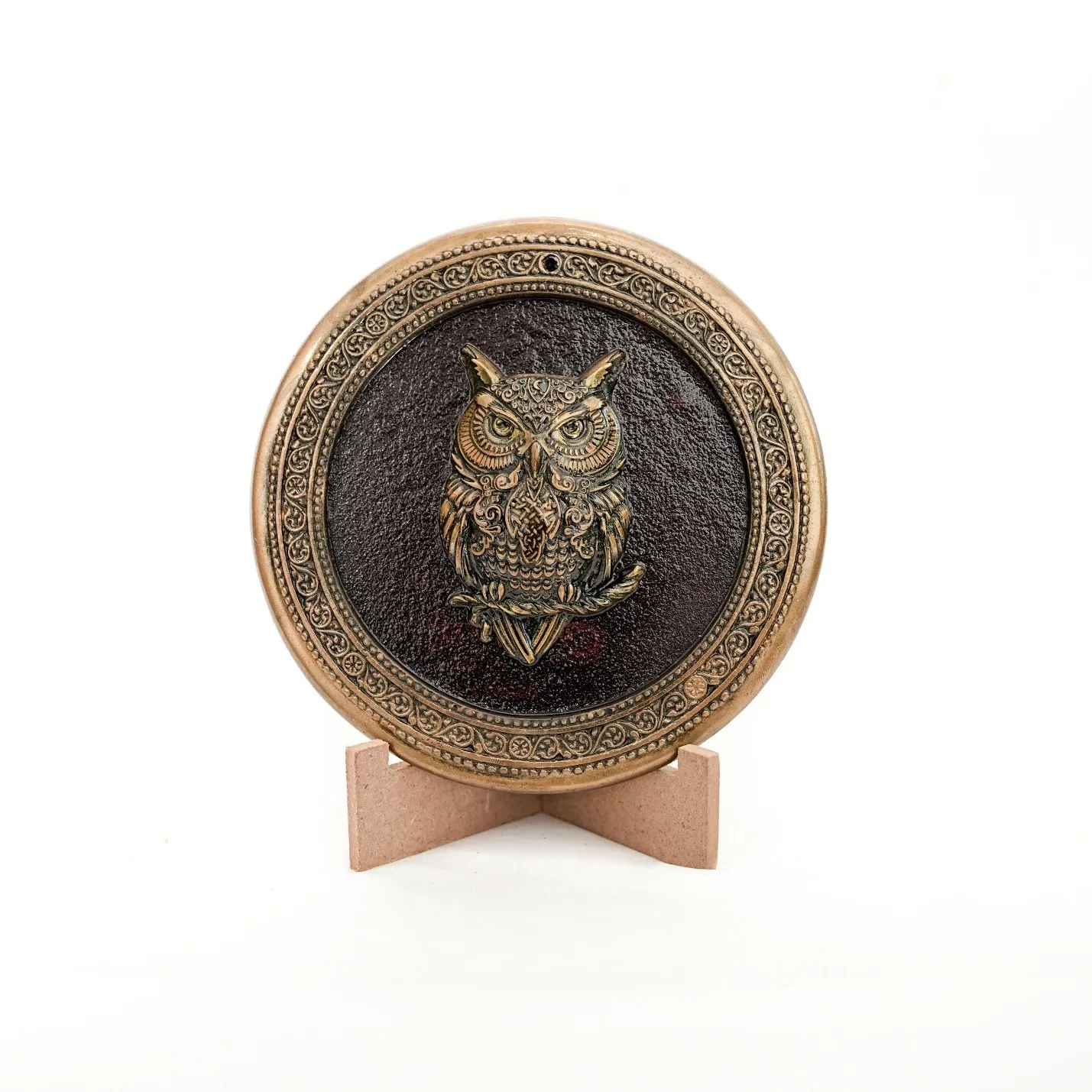 Uluka — The Divine Owl of Wisdom Gaumaya Art Plaque
