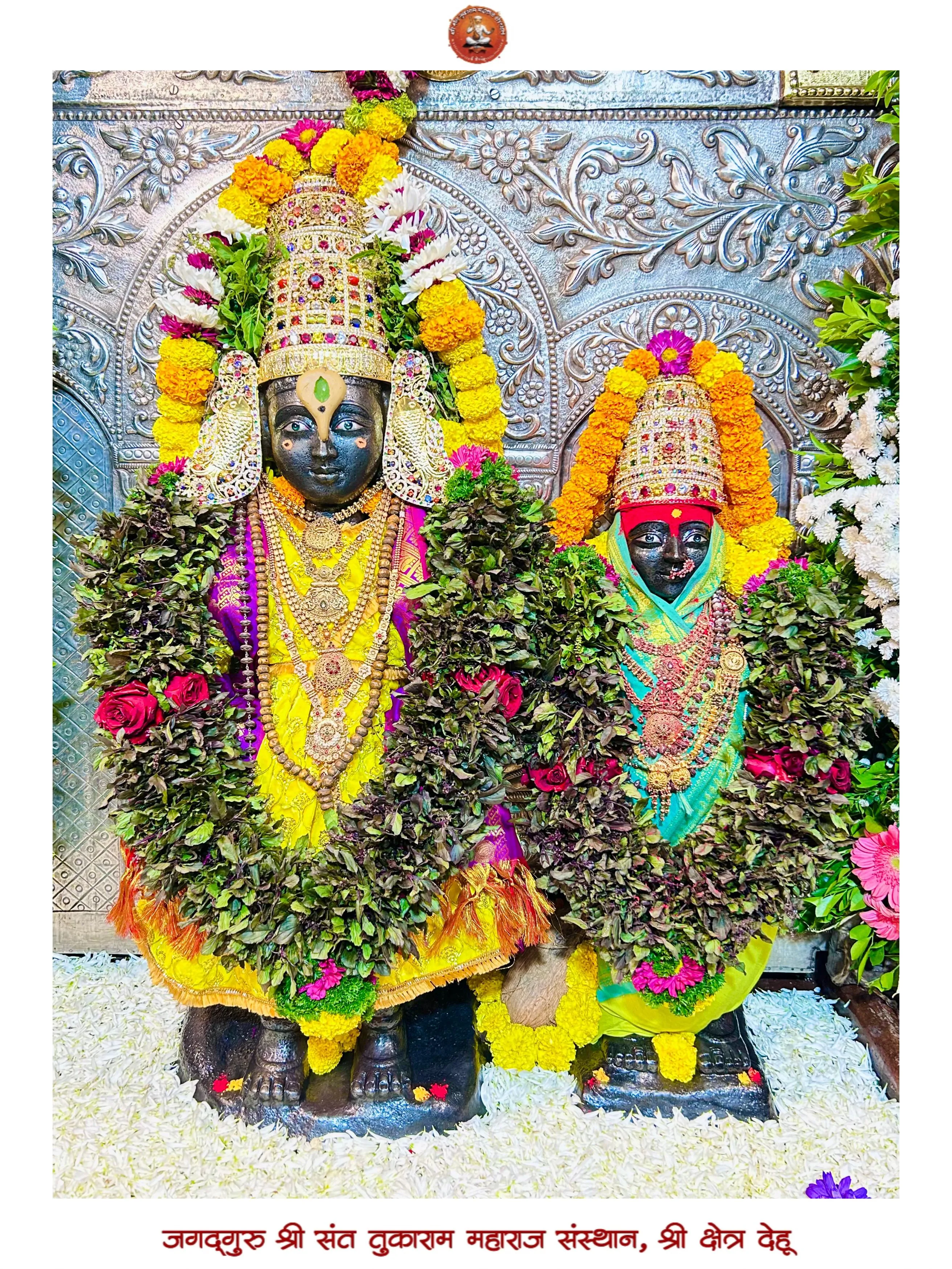 Self-manifested (Swayambhu) Vitthal-Rukmini sculptures restored with Vajralep at Shri Vitthal-Rakhumadevi Mandir, Dehu